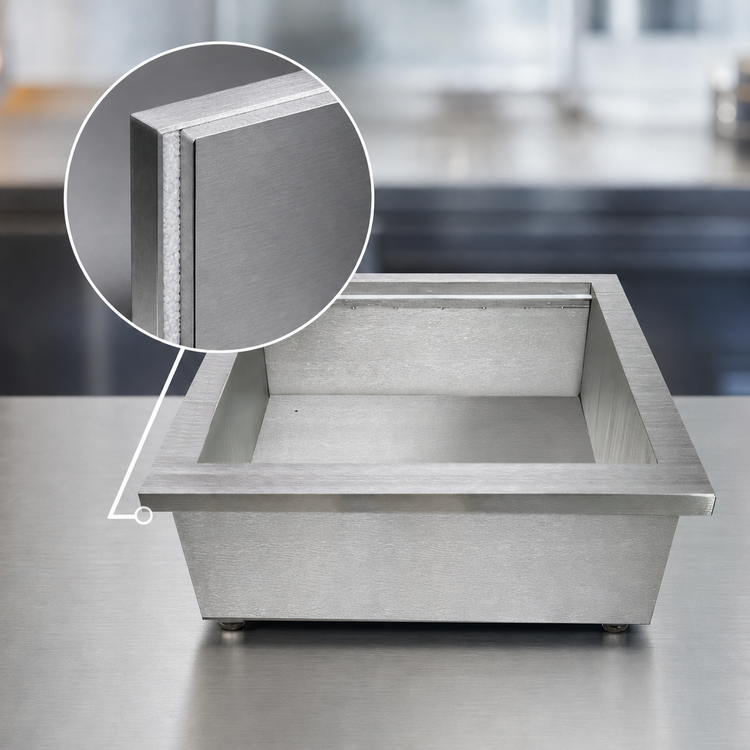 Product image #3 for Portable Insulated Double Ice Well, Brushed Aluminum, Without Lid