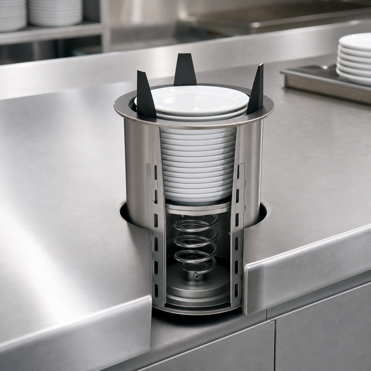 Product image #3 for Atlas Metal Drop-In Unheated Open Frame Plate Dispenser for 14-1/2-Inch Round Plates