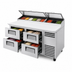 Thumbnail image #3 for True 67-Inch 2-Section Pizza Prep Table with 4 Drawers and Self-Contained Side-Mounted Refrigeration