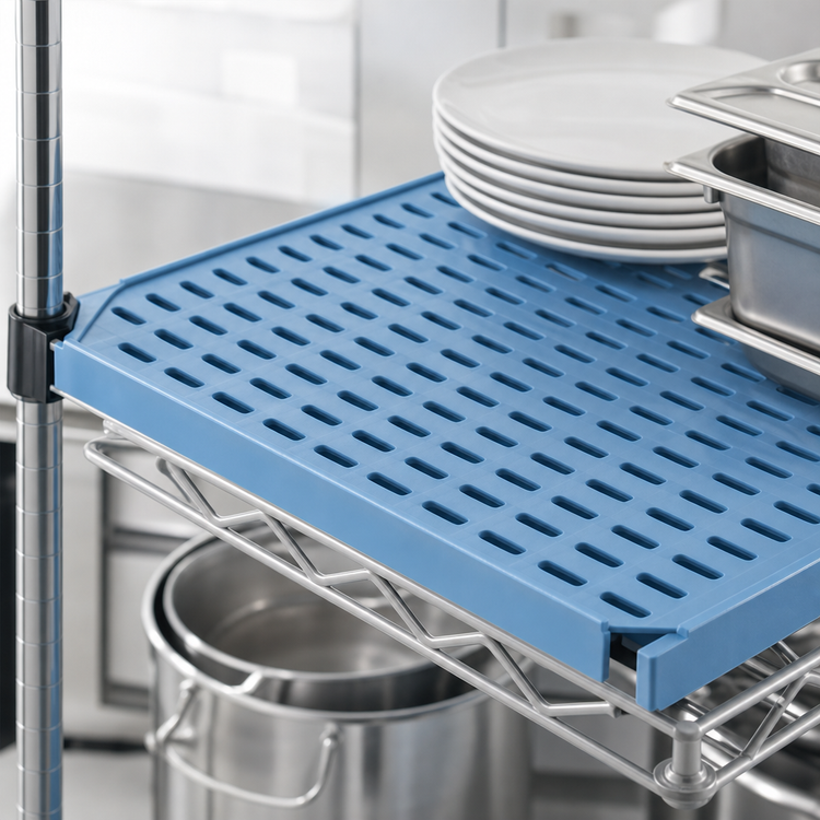 Product image #3 for QuadPlus Louvered Polymer Shelf Mat with MICROGARD Antimicrobial Protection and Wire Quad-Adjust Frame, 42 x 21 Inches, Blue
