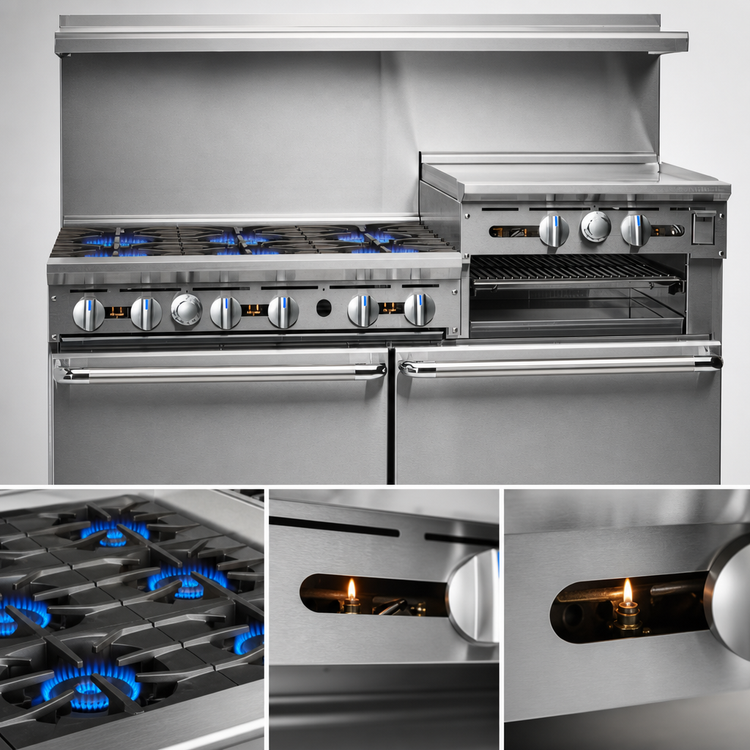 Product image #3 for Imperial Pro Series 60-Inch Commercial Gas Range with 6 Burners, 24-Inch Griddle/Broiler, Convection Oven, and Standard Oven