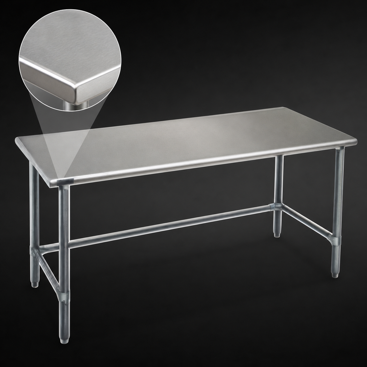 Product image #3 for Spec-Master 120 Inch x 24 Inch Flat Top Stainless Steel Work Table with Galvanized Tubular Base