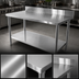 Thumbnail image #3 for Thunder Group 84-Inch x 30-Inch 18-Gauge 430 Stainless Steel Flat Top Work Table with 4-Inch Backsplash and Galvanized Undershelf