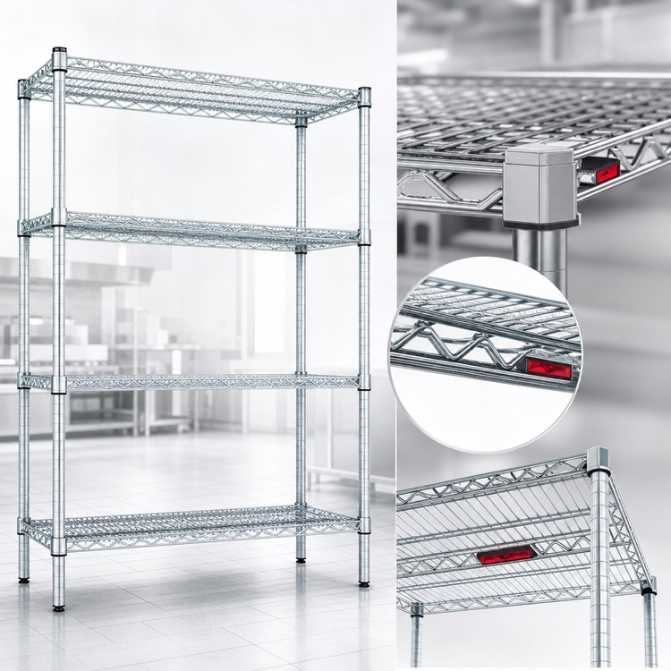 Product image #4 for EAGLEbrite Double-Mat Wire Shelving Starter Unit, 4-Tier, 48W x 24D x 74H, Zinc Finish