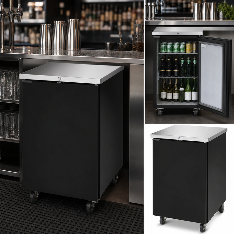 Product image #3 for Beverage-Air BB24HC-1-F-B Refrigerated Back Bar Storage Cabinet, One-Section, 24-Inch Wide, Solid Door, Black Exterior, Stainless Steel Top