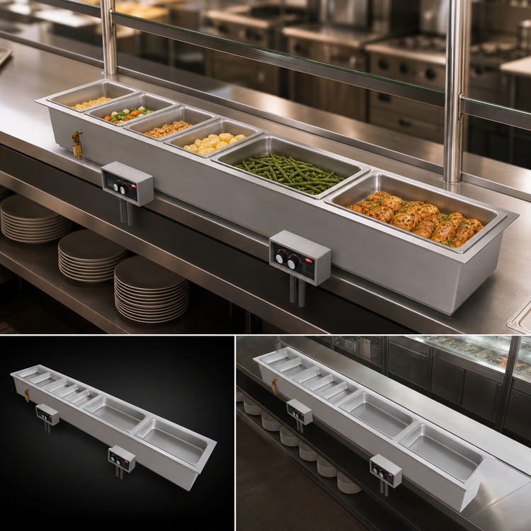 Product image #3 for Hatco Drop-In Modular Slim Heated Well with Drains and Auto-Fill, 2 Full-Size Pan Capacity
