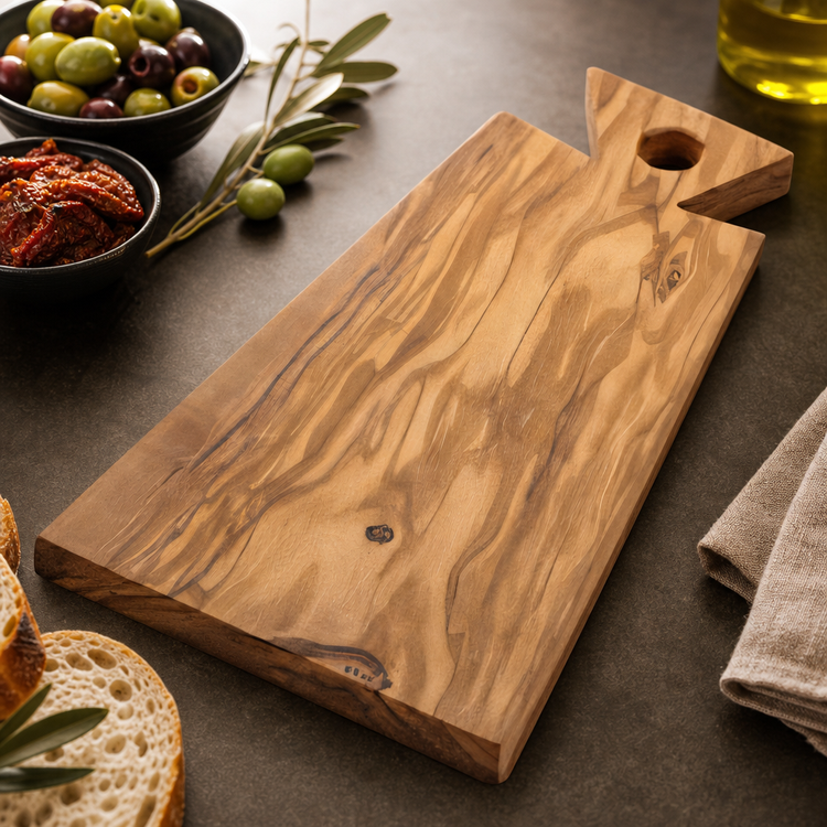 Product image #3 for Olive Wood Rectangular Serving Board with Handle, 10-3/4 Inch Overall Length