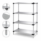 Thumbnail image #3 for Quantum WRS4-54-2154SS 4-Shelf Solid Shelving Starter Kit, 54"W x 21"D x 54"H, 304 Stainless Steel
