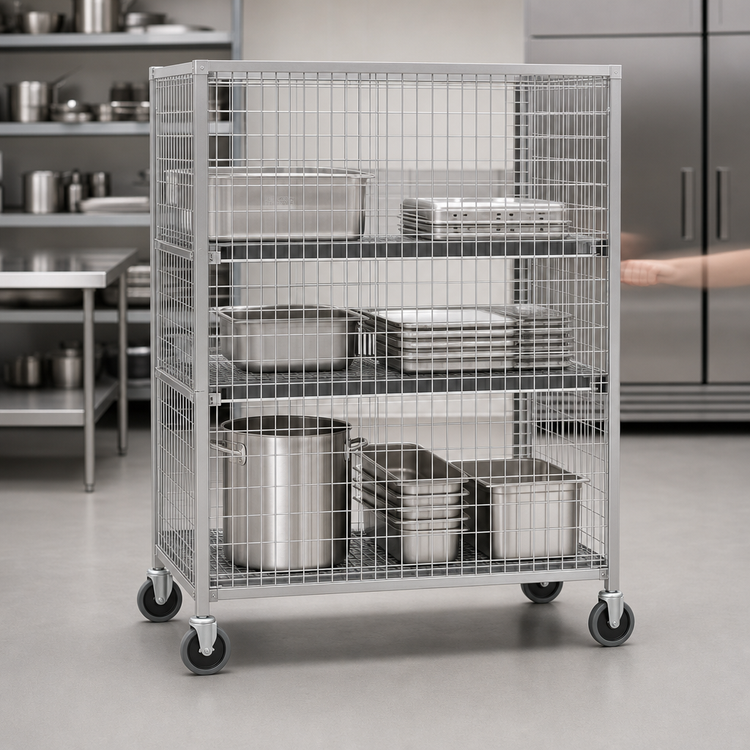 Product image #3 for Metro Super Erecta Standard Duty Mobile Stainless Steel Wire Security Cage, 40-3/4 W x 21-1/2 D x 62 H