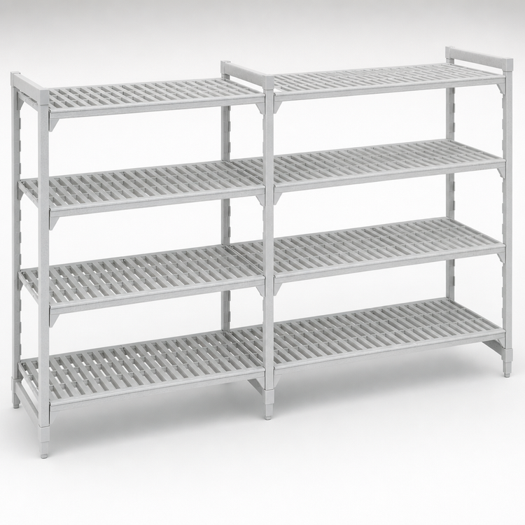 Product image #4 for Cambro Camshelving Premium 4-Shelf Vented Add-On Shelving Unit, 21" Deep x 42" Wide x 64" High, Speckled Gray