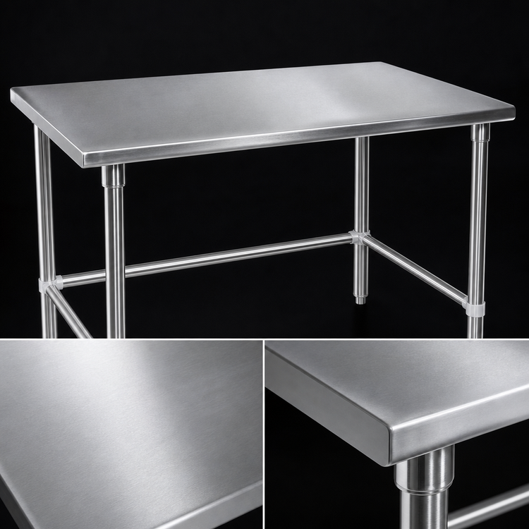 Product image #3 for John Boos Stallion 60" x 30" 16-Gauge 300 Series Stainless Steel Flat Top Work Table with Safety Edge