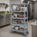 Thumbnail image #3 for Millenia Mobile Polymer Shelving Unit with 4 Open Grid Shelves, 54 x 18 x 62 Inches, Gray