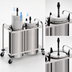 Thumbnail image #3 for Atlas Metal 2-Stack Heated Mobile Open Plate Dispenser for 6-1/2-Inch Round Plates