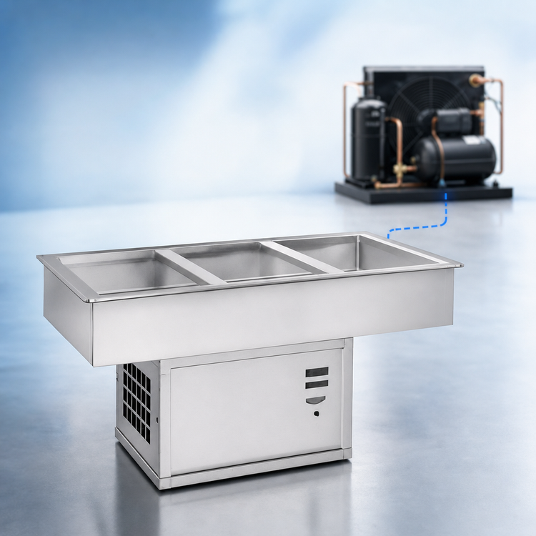 Product image #3 for Atlas Metal WCMD-C-X-4 4-Pan Remote Refrigerated Drop-In Cold Well