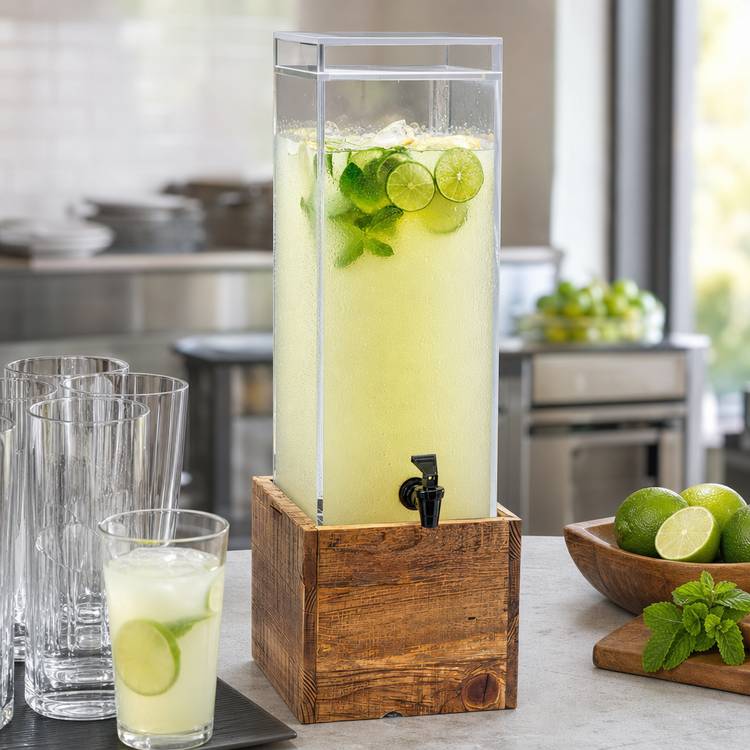 Product image #3 for Madera 3 Gallon Acrylic Beverage Dispenser with Rustic Pine Base
