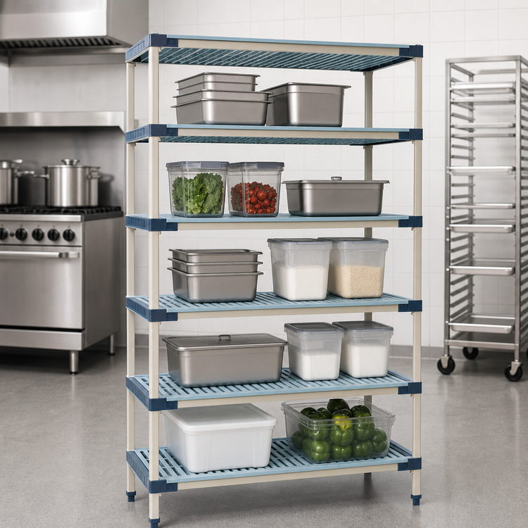 Product image #3 for MetroMax 4 5-Shelf Freestanding Polymer Starter Shelving Unit, 24 in. W x 21 in. D x 74 in. H, Blue