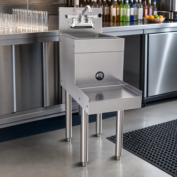 Product image #3 for Glastender Freestanding Stainless Steel Underbar Blender Station with Dump Sink, 14 Inch x 29 Inch