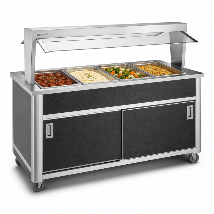 Product image #3 for Atlas Metal BLH-4-BU Mobile Buffet Style Hot Food Serving Counter with 4 Wells