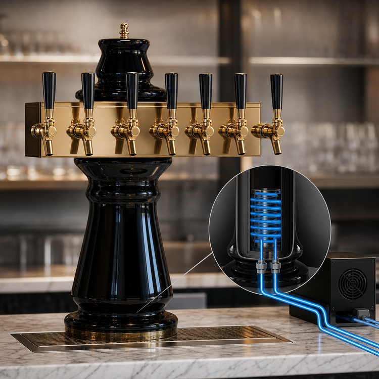 Product image #3 for Vienna Countertop Glycol-Cooled 6-Faucet Draft Beer Tower with Ceramic Column