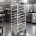 Thumbnail image #3 for Channel Stainless Steel Single-Section Cafeteria Tray Rack for 15 x 20 Trays, End Load, 20-Tray Capacity, 64-Inch High, with 5-Inch Swivel Stem Casters