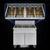 Thumbnail image #3 for Imperial IFSSP450E Electric 4-Battery Floor Fryer with Built-In Space Saver Filter, 50 lb. Tanks