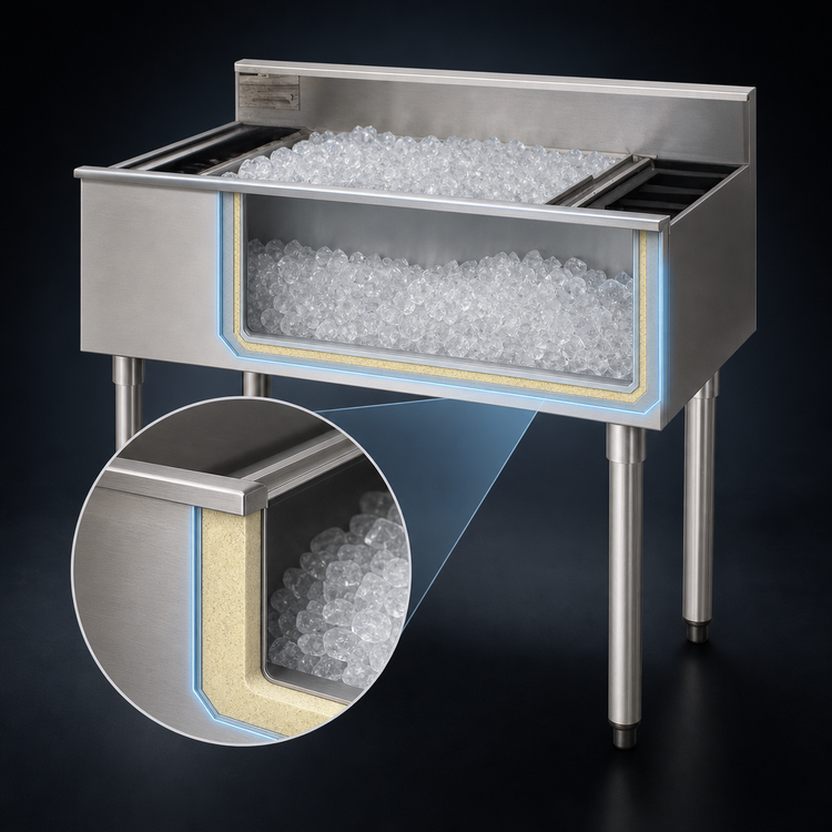Product image #3 for Eagle Group 1800 Series Modular Underbar Cocktail Unit with 8-Inch Insulated Ice Bin and Bottle Wells