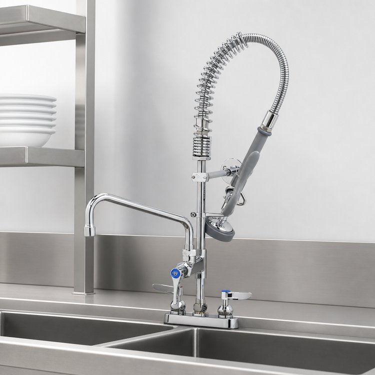 Product image #3 for EasyInstall Low-Profile Deck-Mount Mini Pre-Rinse Add-On Faucet with 8 Inch Swing Nozzle