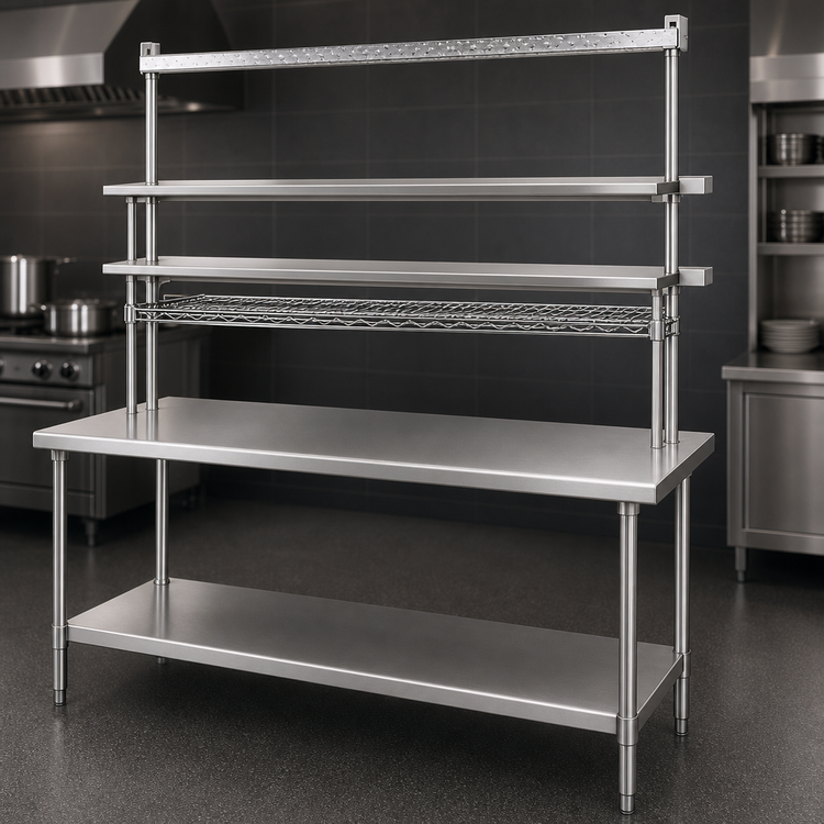 Product image #3 for Eagle Group SB Series Stainless Steel Work Table with Flex-Master Overshelf Kit, 72-Inch W x 30-Inch D