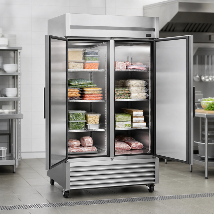 Product image #3 for True Two-Section Reach-In Freezer, -10°F, Stainless Steel, Self-Contained Bottom Mount