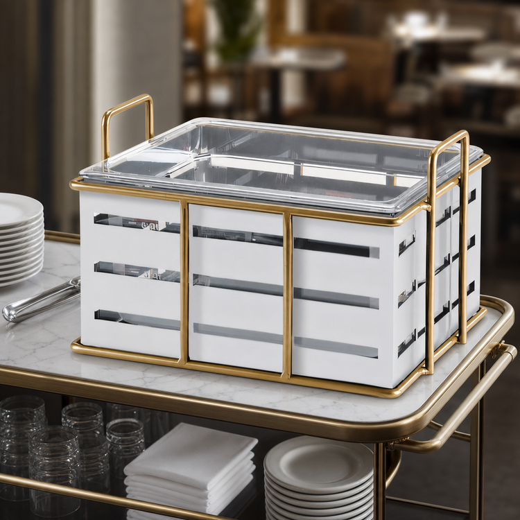 Product image #3 for Empire Rectangular Ice Housing with Clear Polycarbonate Pan and Gold Wire Frame