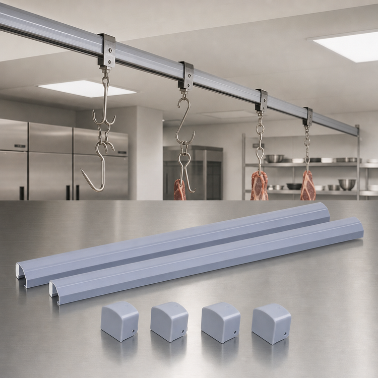 Product image #3 for Quantum 192-Inch High Aluminum Overhead Track Kit with (2) 16-Foot Tracks and (4) End Plates
