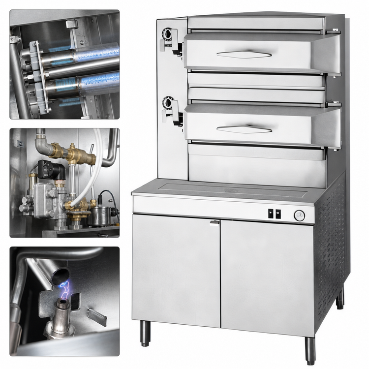 Product image #3 for Cleveland Range 3-Compartment Gas Pressure Steamer with 36-Inch Cabinet Base
