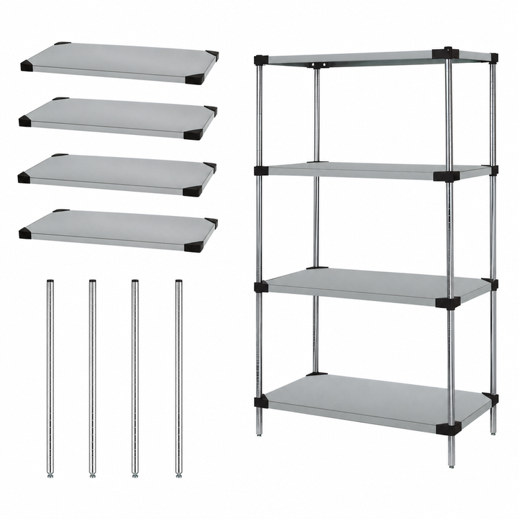 Product image #3 for Quantum 4-Shelf Solid Stainless Steel Shelving Starter Kit, 36 Inches x 21 Inches x 54 Inches