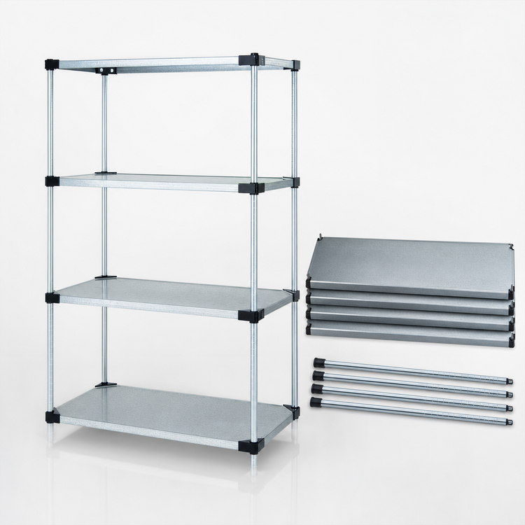 Product image #3 for Quantum 54"W x 21"D x 54"H Solid Shelving Starter Kit, 4-Shelf Stationary Unit