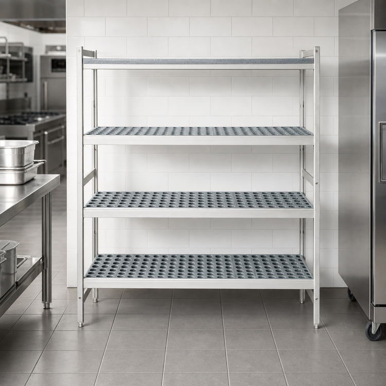 Product image #3 for Fermostock 4-Tier Stationary Starter Polymer Shelving Unit, 42"W x 22"D x 66"H, Gray