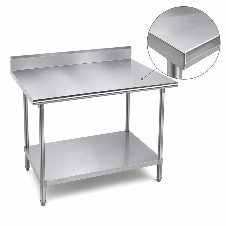 Product image #3 for Advance Tabco 30" x 30" Corner Stainless Steel Work Table with 5" Backsplash and Adjustable Undershelf