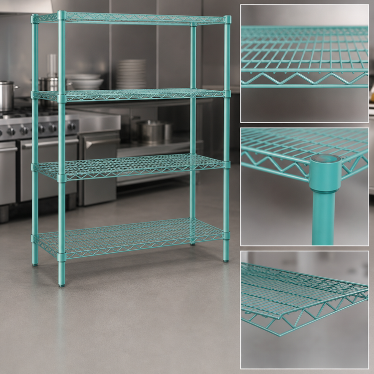 Product image #3 for EagleGard 4-Tier Stationary Wire Shelving Starter Unit, 60 x 18 x 74 Inches, Hybrid Epoxy Finish