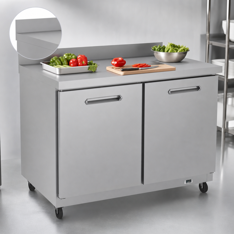 Product image #4 for Kelvinator Commercial 48-Inch Two-Section Countertop Refrigerated Work Top Refrigerator with Backsplash