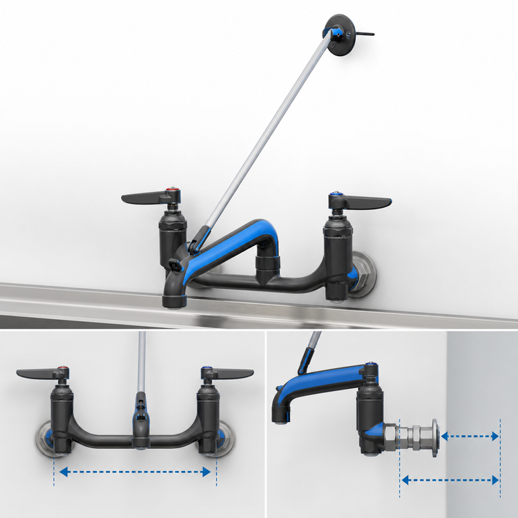 Product image #3 for T&S Brass B-0660-RGH 8-Inch Wall Mount Service Sink Faucet with Pail Hook Spout