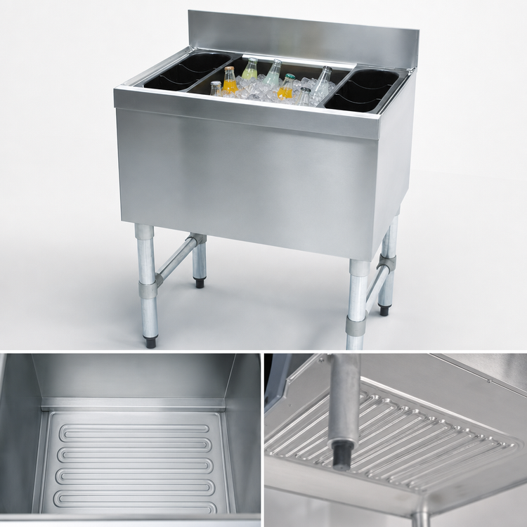 Product image #3 for Advance Tabco Special Value Series 36-Inch Cocktail Unit with 12-Inch Deep Ice Bin and 7-Circuit Cold Plate