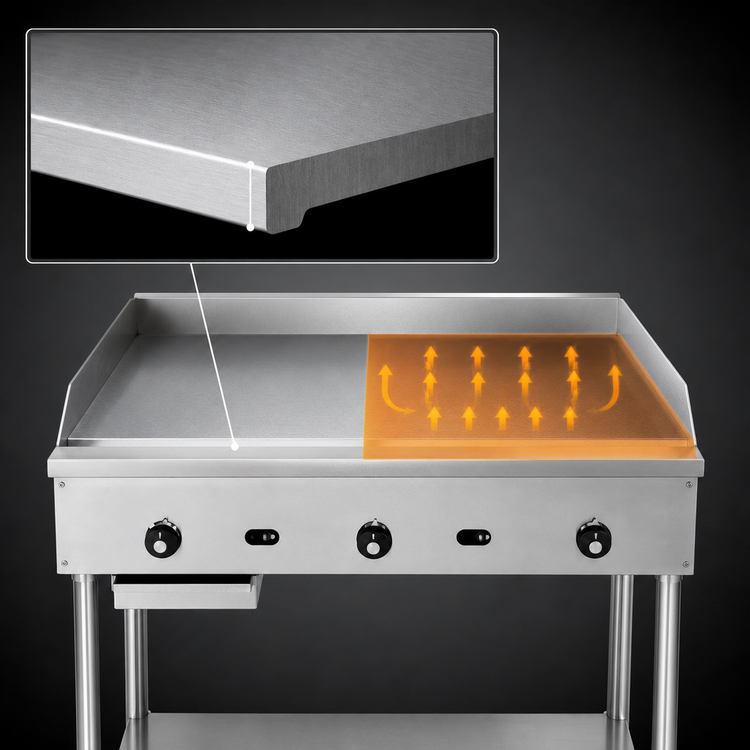 Product image #3 for Supreme JGT-2472-F 72-Inch Gas Floor Model Griddle with Thermostatic Controls