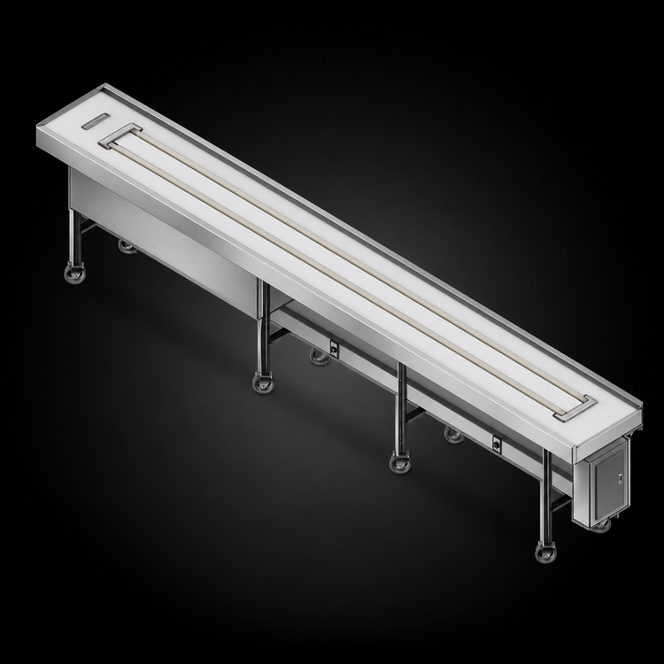Product image #3 for Dinex DXIESB14 14 ft Dual Urethane Band Belt Tray Make-Up Conveyor