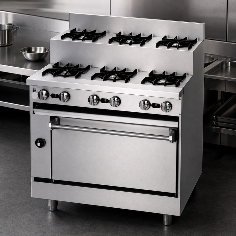 Product image #3 for Bistro 36-Inch Gas Restaurant Range with 3 Open Burners, 3 Step-Up Burners and Standard Oven