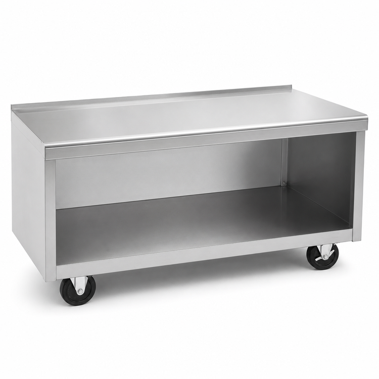 Product image #3 for La Rosa Refrigeration 50-Inch x 24-Inch Mobile Stainless Steel Equipment Stand with Open Cabinet Base