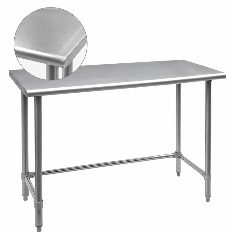 Product image #3 for Omcan 48-Inch x 30-Inch Stainless Steel Flat Top Work Table with Open Base, 34-Inch High