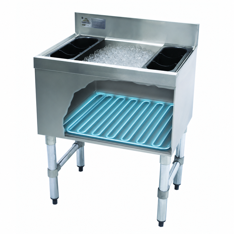 Product image #3 for Advance Tabco Underbar Basics 48-Inch Stainless Steel Cocktail Unit Ice Bin with 10-Circuit Cold Plate