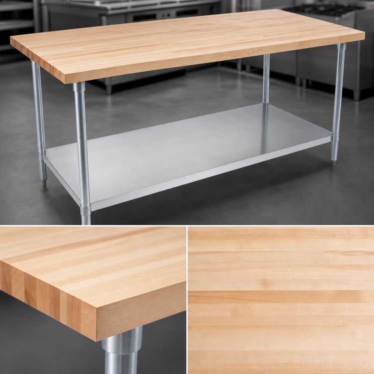 Product image #3 for John Boos 48-Inch x 24-Inch Wood Top Work Table with Adjustable Undershelf and Galvanized Legs