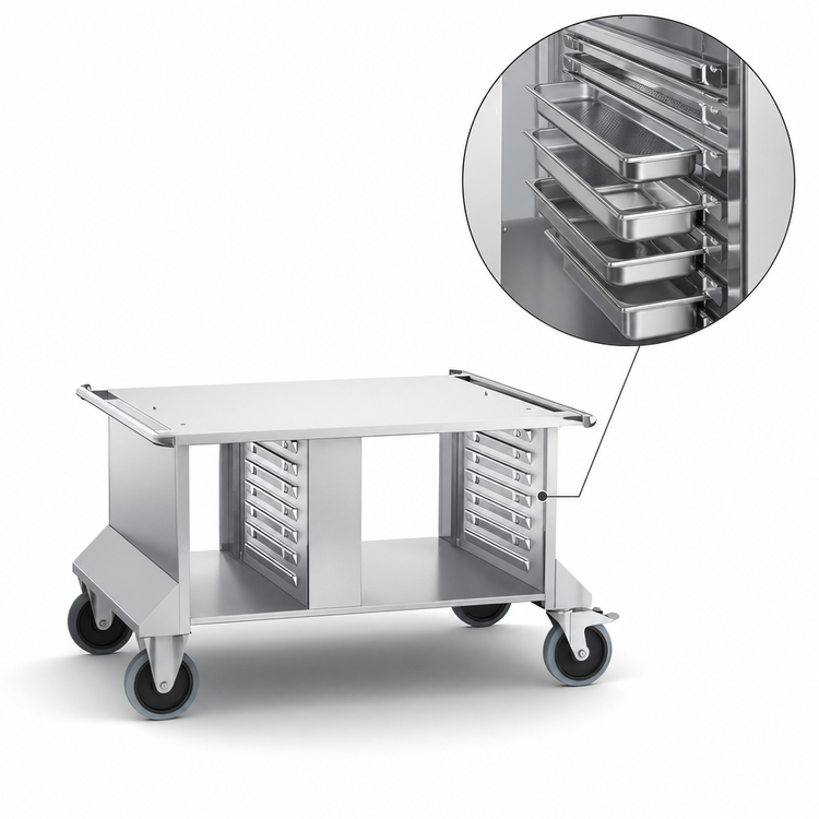 Product image #3 for RATIONAL MobilityLine Stand II Mobile Equipment Stand with 14 Support Rails for iCombi 6- and 10-Full Size Classic/Pro