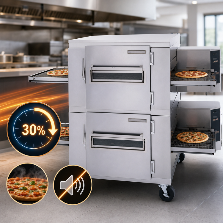 Product image #3 for Lincoln Impinger I 1400 Series Double-Stack Gas Conveyor Pizza Oven Package with FastBake Technology