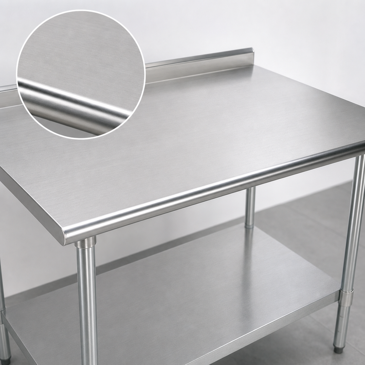 Product image #3 for Eagle Group Budget Series 60"W x 24"D 430 Stainless Steel Work Table with Rear Up-Turn and Undershelf